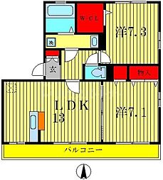 ラヴィエール 2LDKの間取図画像