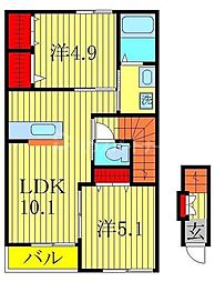 クレール松葉3 2LDKの間取図画像