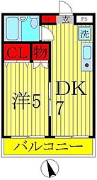 パレ・ドール柏 1DKの間取図画像