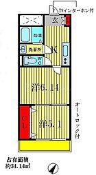 レジデンス響 2Kの間取図画像