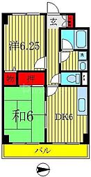 テラスコート柏 2DKの間取図画像
