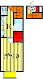 キャメル柏2 1Kの間取図画像