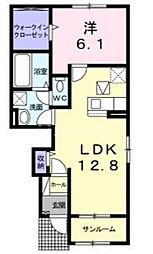 リーブル・プラッツB 1LDKの間取図画像