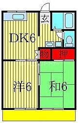 パールハイツ染谷53 2DKの間取図画像
