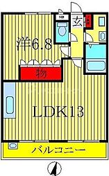 クレメント駒木B 1LDKの間取図画像