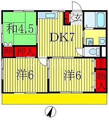フジハイツ2 3DKの間取図画像