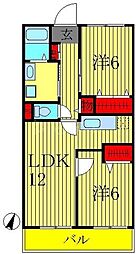 グラシュー 2LDKの間取図画像