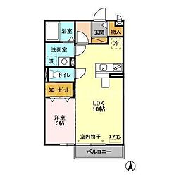 メゾンローレル 1LDKの間取図画像