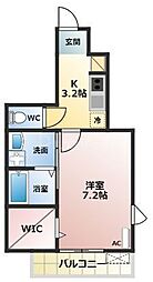 ボヌールメゾンA 1Kの間取図画像