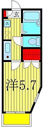サンライズ 1Kの間取図画像