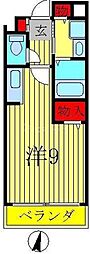 クリスタルM ワンルームの間取図画像