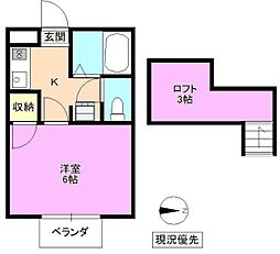 プラザドゥ・メラB 1Kの間取図画像