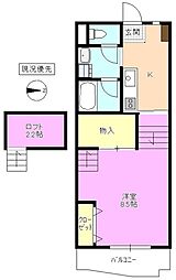 メゾンレスポアール 1Kの間取図画像