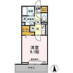 GRAND D-ROOM高宮中 1Kの間取図画像
