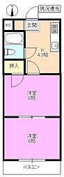 V・S・H橘 2Kの間取図画像