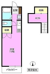 ロフトハウスこうの ワンルームの間取図画像