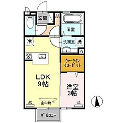 パティーナB 1LDKの間取図画像