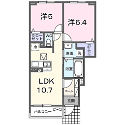 プラッツ・ルーエ 2LDKの間取図画像