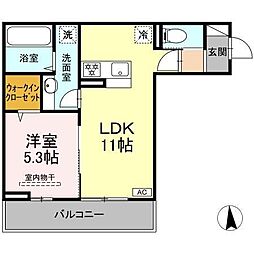 NEXUS D-ROOM笹部II 1LDKの間取図画像