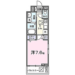 ゼフィールII 1Kの間取図画像