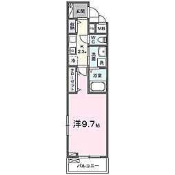ゼフィールII 1Kの間取図画像