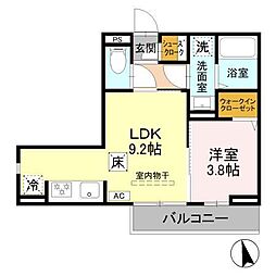 GRAND D-ROOM女鳥羽 1LDKの間取図画像
