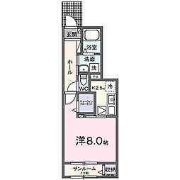 アルバーダ26B 1Kの間取図画像