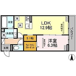 GRAND D-ROOM里山辺 1LDKの間取図画像