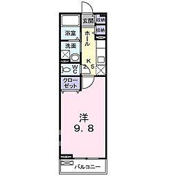 アヴァロン 1Kの間取図画像