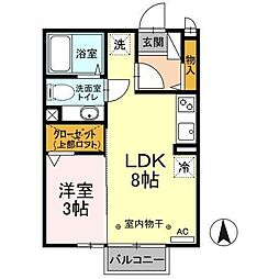 シャルマン・ジュネス 1LDKの間取図画像