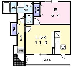 サニーサイドレジデンス 1LDKの間取図画像