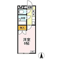 アブニール吉田 1Kの間取図画像