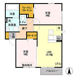 ジェルソミナW 2LDKの間取図画像