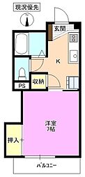 メラ・ベルデS棟 1Kの間取図画像