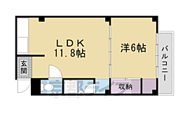 梅津シティーハウス2 1LDKの間取図画像