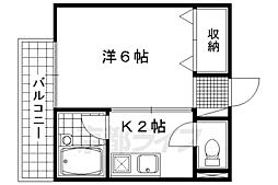 プライムシティおむろ 1Kの間取図画像