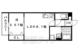 グランツ京都花園 1LDKの間取図画像