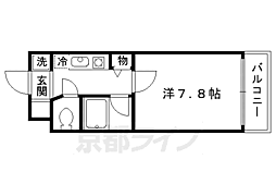 作思以度衣笠 1Kの間取図画像