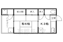 西野荘 1Kの間取図画像