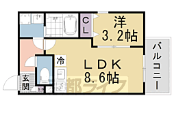 京都市山科区西野山階町アパート 1LDKの間取図画像