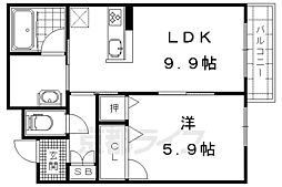 シャーメゾン勧修 1LDKの間取図画像