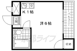 ヴィラ東海五号館 ワンルームの間取図画像