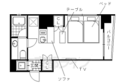 CotoGlance鴨川別邸 ワンルームの間取図画像