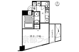 ベラジオ京都烏丸十条 1Kの間取図画像