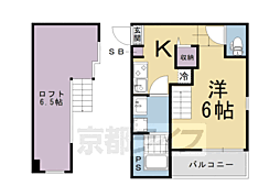 ハーモニーテラス淀木津町3 1Kの間取図画像