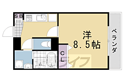 グランバリエ桂 1Kの間取図画像