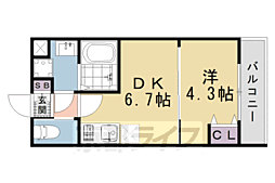 MJC京都EsTRUTH 1DKの間取図画像