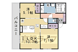 京都市伏見区桃山筑前台町アパート 2LDKの間取図画像