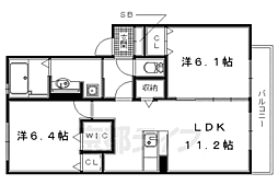 D-room久津川 2LDKの間取図画像