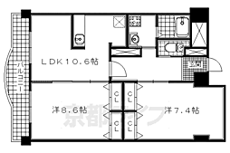 クィーンズコート久津川 2LDKの間取図画像